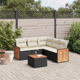 6-teiliges Gartensofa-Set und schwarze synthetische Rattankissen von , Gartensets - Ref: Foro24-3227645, Preis: 406,26 €, Rab...