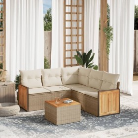 Garden sofa set with cushions 6 pieces beige synthetic rattan by , Garden sets - Ref: Foro24-3227647, Price: 505,20 €, Discou...