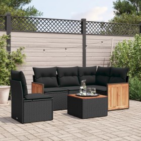 6-teiliges Gartensofa-Set und schwarze synthetische Rattankissen von , Gartensets - Ref: Foro24-3227658, Preis: 366,27 €, Rab...