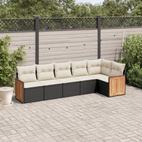 6-teiliges Gartensofa-Set und schwarze synthetische Rattankissen von , Gartensets - Ref: Foro24-3227666, Preis: 416,70 €, Rab...