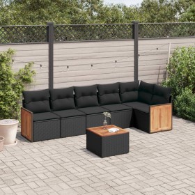 7-teiliges Garten-Essset und schwarze Kissen aus synthetischem Rattan von , Gartensets - Ref: Foro24-3227672, Preis: 453,73 €...