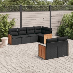 7-teiliges Garten-Essset und schwarze Kissen aus synthetischem Rattan von , Gartensets - Ref: Foro24-3227819, Preis: 477,08 €...