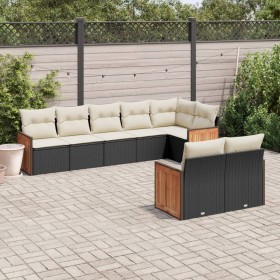 8-teiliges Gartensofa-Set und schwarze synthetische Rattankissen von , Gartensets - Ref: Foro24-3227827, Preis: 558,19 €, Rab...