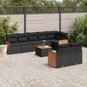 8-teiliges Gartensofa-Set und schwarze synthetische Rattankissen von , Gartensets - Ref: Foro24-3227833, Preis: 583,75 €, Rab...