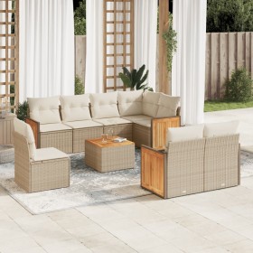 9-teiliges Gartensofa-Set mit beigen synthetischen Rattankissen von , Gartensets - Ref: Foro24-3227850, Preis: 711,99 €, Raba...