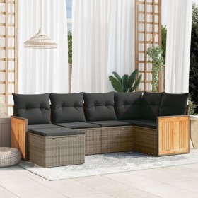 Set de muebles de jardín 6 pzas y cojines ratán sintético gris de , Conjuntos de jardín - Ref: Foro24-3227859, Precio: 396,99...