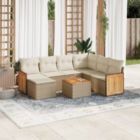 Gartensofa-Set mit beigen Kissen 8 Stück PE-Rattan von , Gartensets - Ref: Foro24-3227892, Preis: 583,33 €, Rabatt: %