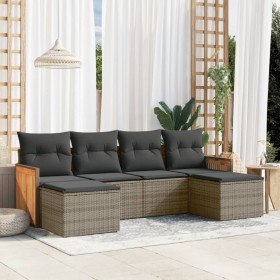 6-piece garden furniture set and gray synthetic rattan cushions by , Garden sets - Ref: Foro24-3227901, Price: 361,08 €, Disc...