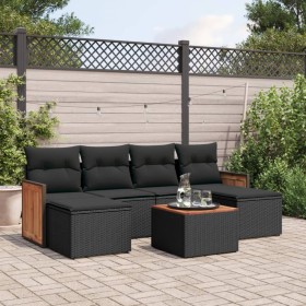 7-teiliges Garten-Essset und schwarze Kissen aus synthetischem Rattan von , Gartensets - Ref: Foro24-3227903, Preis: 396,70 €...