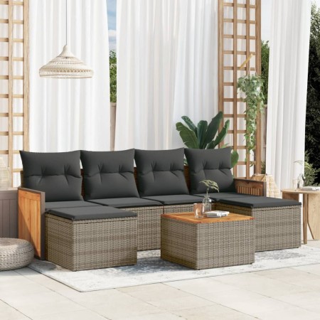 7-teiliges Gartensofa-Set mit grauen PE-Rattan-Kissen von , Gartensets - Ref: Foro24-3227908, Preis: 403,38 €, Rabatt: %