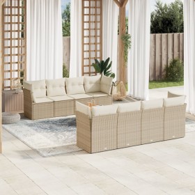 9-teiliges Gartensofa-Set mit beigen synthetischen Rattankissen von , Gartensets - Ref: Foro24-3255855, Preis: 716,99 €, Raba...