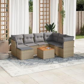 Gartensofa-Set mit beigem Kissenmix, 8-teilig aus PE-Rattan von , Gartensets - Ref: Foro24-3256094, Preis: 521,99 €, Rabatt: %