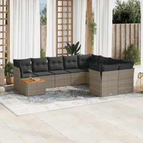 10-piece garden sofa set with gray synthetic rattan cushions by , Garden sets - Ref: Foro24-3256158, Price: 589,99 €, Discoun...