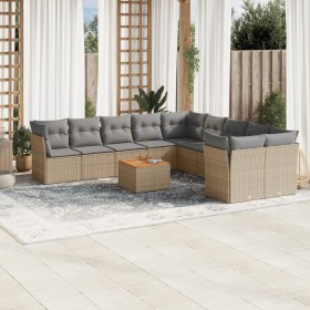 Gartensofa-Set mit beigem Kissenmix, 11-teilig aus PE-Rattan von , Gartensets - Ref: Foro24-3256185, Preis: 700,20 €, Rabatt: %