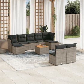 10-piece garden sofa set with gray synthetic rattan cushions by , Garden sets - Ref: Foro24-3256193, Price: 553,26 €, Discoun...