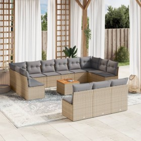 Gartensofa-Set 14-teilig und beige synthetische Rattankissen-Mischung von , Gartensets - Ref: Foro24-3256234, Preis: 889,99 €...