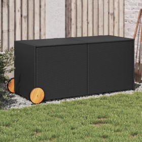 Garden storage box with wheels black synthetic rattan 283L by , Outdoor storage boxes - Ref: Foro24-365316, Price: 118,92 €, ...