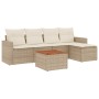 Gartensofa-Set mit Kissen, 6-teilig, beiges synthetisches Rattan von , Gartensets - Ref: Foro24-3224098, Preis: 428,21 €, Rab...