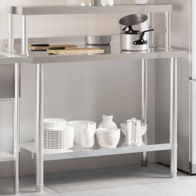 Kitchen work table with stainless steel shelf 110x55x120cm by , Restoration - Ref: Foro24-3208900, Price: 246,99 €, Discount: %