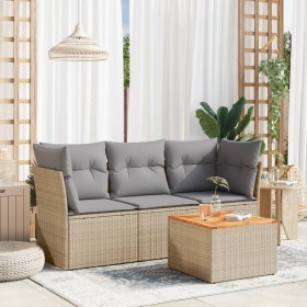 Garden sofa set with cushions 4 pieces beige synthetic rattan by , Garden sets - Ref: Foro24-3223469, Price: 252,94 €, Discou...