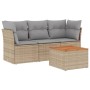 Gartensofa-Set mit Kissen, 4-teilig, beiges synthetisches Rattan von , Gartensets - Ref: Foro24-3223469, Preis: 252,58 €, Rab...