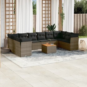 11-piece garden sofa set and gray synthetic rattan cushions by , Garden sets - Ref: Foro24-3223834, Price: 700,26 €, Discount: %