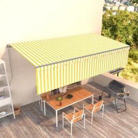 Toldo retráctil manual con persiana amarillo y blanco 6x3 m de , Toldos - Ref: Foro24-3069478, Precio: 541,84 €, Descuento: %