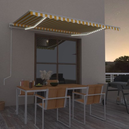 Toldo automático LED sensor de viento amarillo blanco 400x350cm de , Toldos - Ref: Foro24-3068993, Precio: 700,15 €, Descuent...