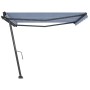 Toldo de pie retráctil manual azul y blanco 450x300 cm de , Toldos - Ref: Foro24-3069756, Precio: 424,00 €, Descuento: %