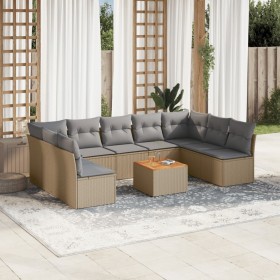 Gartensofa-Set mit beigen Kissen, 10-teilig, synthetisches Rattan von , Gartensets - Ref: Foro24-3223791, Preis: 643,08 €, Ra...