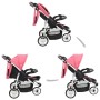 Rosa und schwarzer 3-Rad-Kinderwagen/Kinderwagen von vidaXL, Kinderwagen - Ref: Foro24-10181, Preis: 167,99 €, Rabatt: %