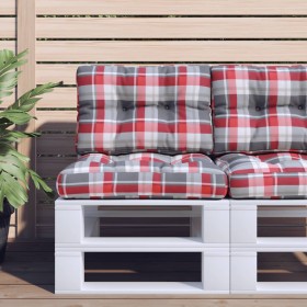 Cushions for pallets 2 units red checkered fabric by , Cushions for chairs and sofas - Ref: Foro24-314511, Price: 24,99 €, Di...