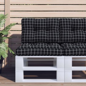 Cushions for pallet sofa 2 pieces black checkered fabric by , Cushions for chairs and sofas - Ref: Foro24-360683, Price: 48,5...