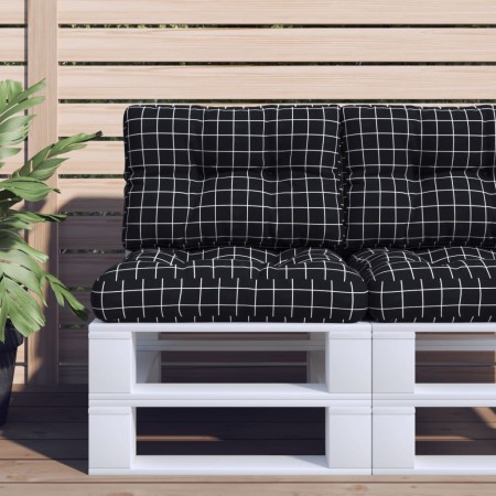 Cushions for pallet sofa 2 pieces black checkered fabric by , Cushions for chairs and sofas - Ref: Foro24-360683, Price: 48,4...