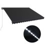 Manual retractable awning with LED anthracite gray 400x300 cm by , Awnings - Ref: Foro24-3051245, Price: 392,04 €, Discount: %