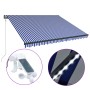 Awning with LED and wind sensor blue and white 300x250 cm by , Awnings - Ref: Foro24-3051279, Price: 391,48 €, Discount: %