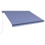 Toldo con LED y sensor de viento azul y blanco 300x250 cm de , Toldos - Ref: Foro24-3051279, Precio: 391,48 €, Descuento: %