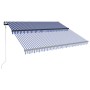 Awning with LED and wind sensor blue and white 300x250 cm by , Awnings - Ref: Foro24-3051279, Price: 391,48 €, Discount: %