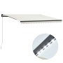 Manual retractable awning with cream LED 400x300 cm by , Awnings - Ref: Foro24-3055228, Price: 391,85 €, Discount: %