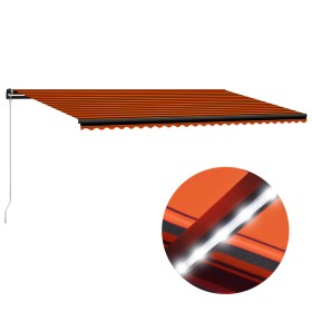 Toldo manual retráctil con luz LED naranja y marrón 600x300 cm de , Toldos - Ref: Foro24-3055237, Precio: 481,88 €, Descuento: %