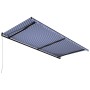 Retractable manual awning in blue and white, 600x300 cm. by , Awnings - Ref: Foro24-3055199, Price: 516,20 €, Discount: %