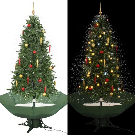 Weihnachtsbaum mit Schnee mit Sockel aus grünem Regenschirm 190 cm von vidaXL, Weihnachtsbäume - Ref: Foro24-284337, Preis: 2...