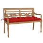 Batavia solid teak bench with red cushion 120 cm by , garden benches - Ref: Foro24-3062175, Price: 210,72 €, Discount: %