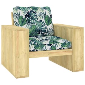 Garden chair and cushions made of impregnated pine wood leaves by , Garden chairs - Ref: Foro24-3065753, Price: 160,99 €, Dis...