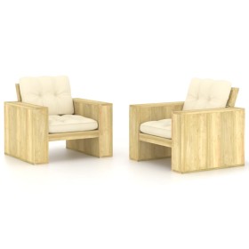 Garden chairs cushions 2 pcs cream impregnated pine wood by , Garden chairs - Ref: Foro24-3065791, Price: 354,99 €, Discount: %