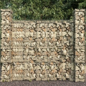 Gabion wall baskets 3 pcs galvanized steel 25x25x197cm by vidaXL, fence panels - Ref: Foro24-145088, Price: 89,07 €, Discount: %