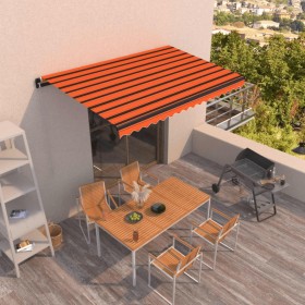 Orange and brown manual retractable awning 450x350 cm by , Awnings - Ref: Foro24-3069200, Price: 442,99 €, Discount: %