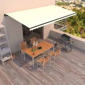 Cream manual retractable awning 600x350 cm by , Awnings - Ref: Foro24-3069237, Price: 599,18 €, Discount: %