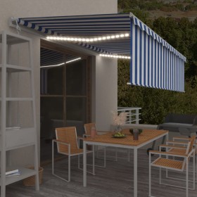 Automatic awning LED blinds wind sensor blue white 5x3 m by , Awnings - Ref: Foro24-3069351, Price: 716,99 €, Discount: %