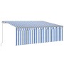 Manual retractable awning with blue and white blind 4.5x3 m by , Awnings - Ref: Foro24-3069436, Price: 338,12 €, Discount: %